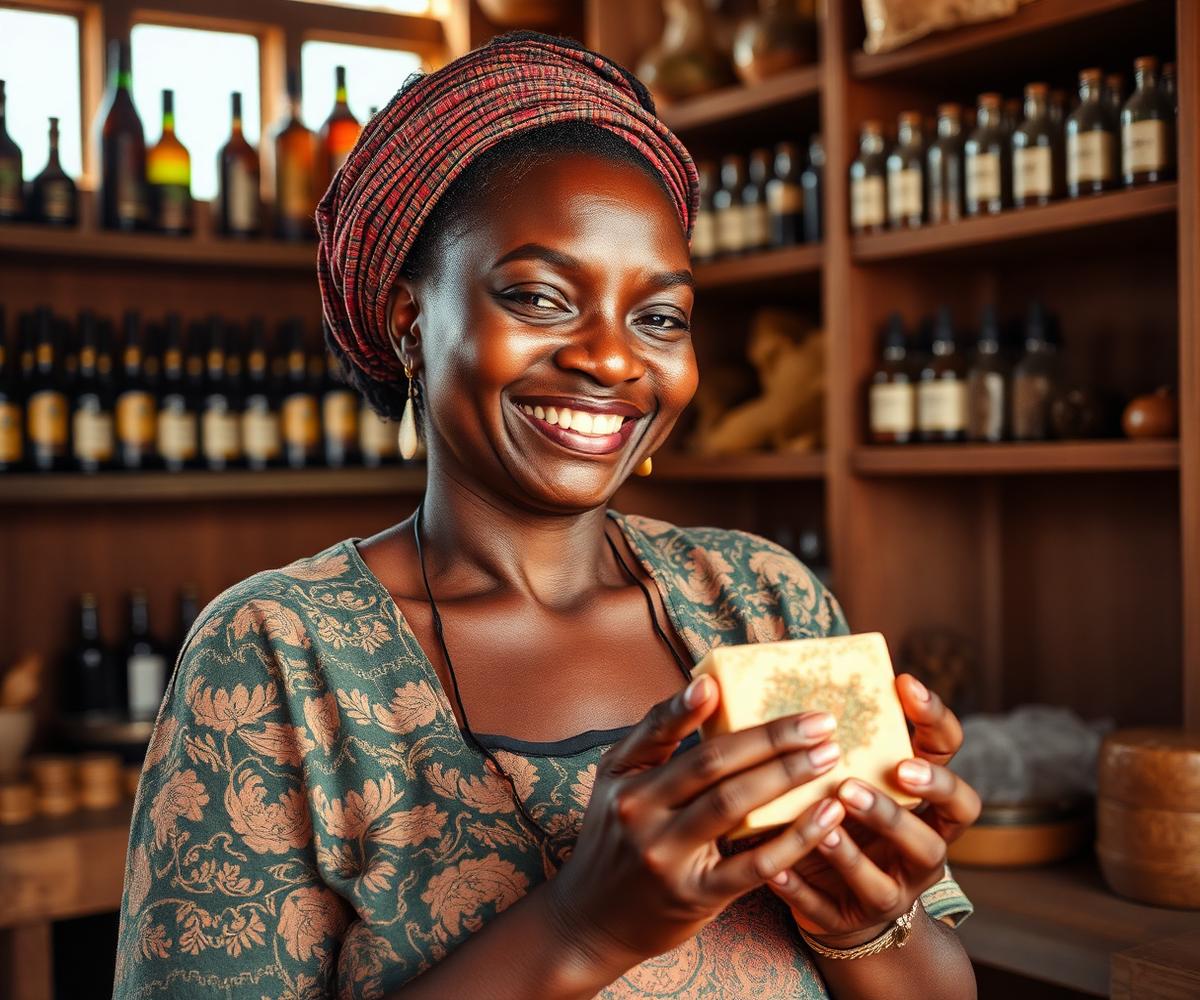 African artisan in her workshop